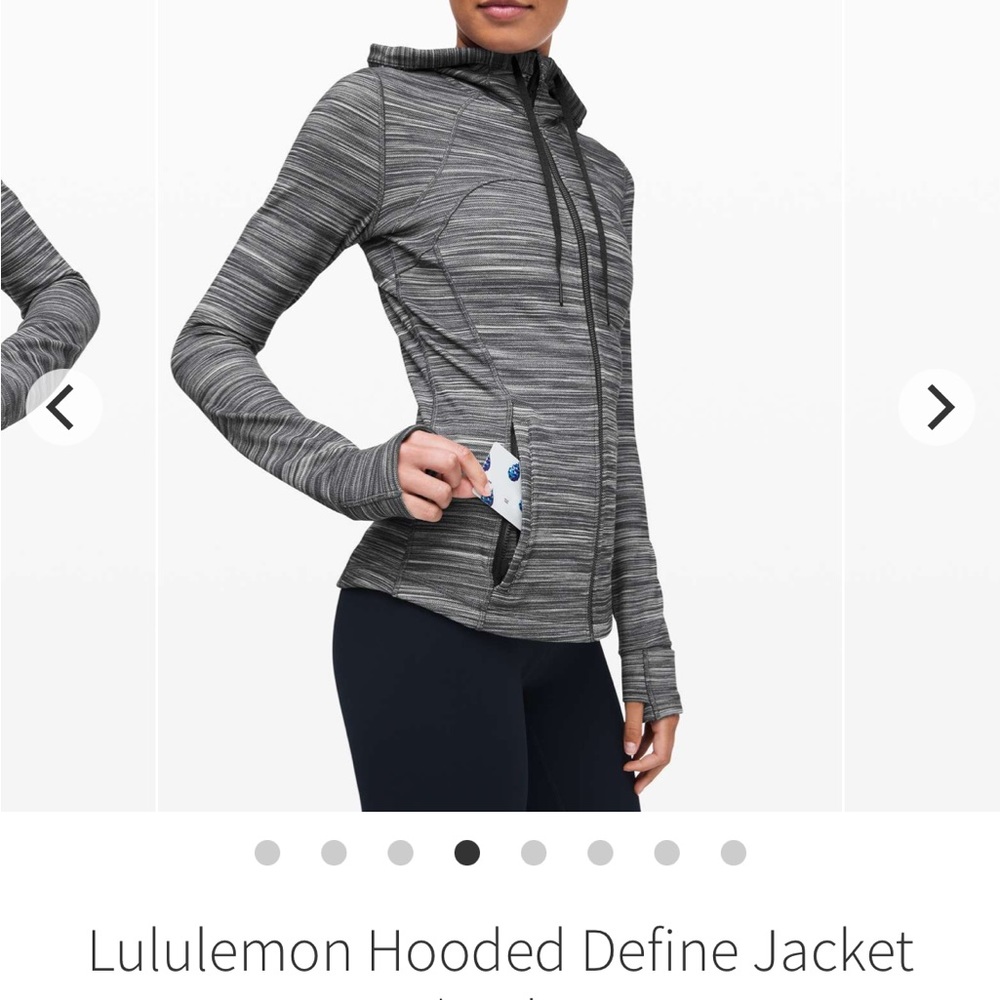 Lululemon Hooded Define jacket in midnight blue heathered.